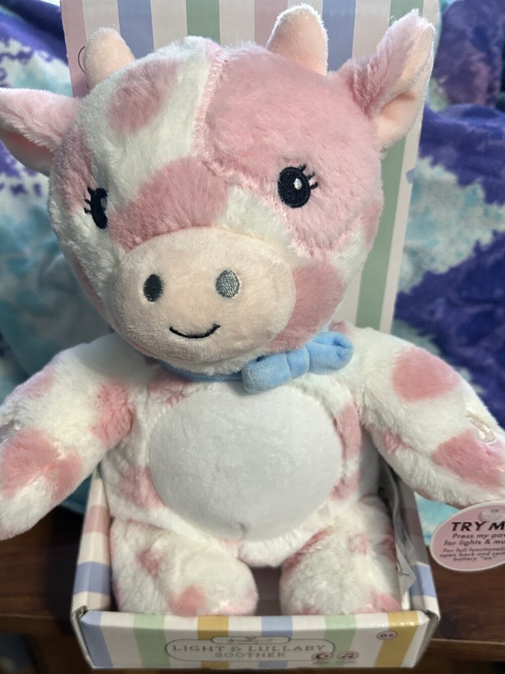 DreamGro Light & Lullaby Soother Pink & White Cow